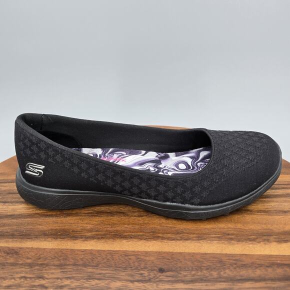 Skechers Microburst Shoes Womens 6.5 Black Comfort Slip On Flats Ballet Casual - Picture 1 of 7